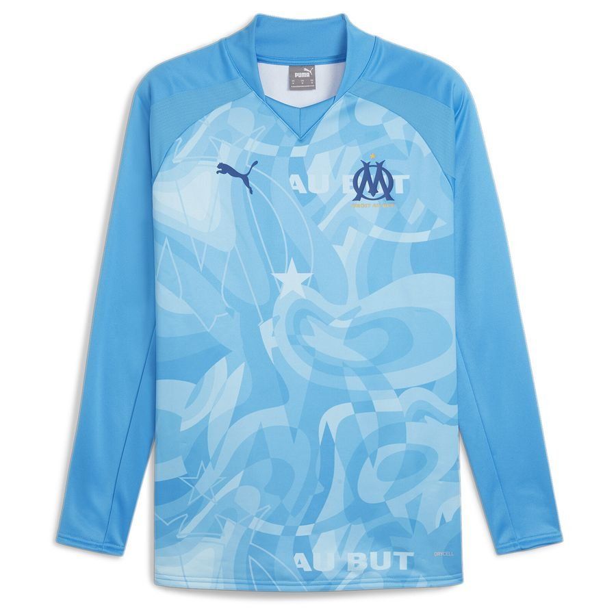 Marseille Sweatshirt Pre Match - Bleu Azur/Clyde Royal Long Sleeves - Men's-SoccerKits Hub | Buy Soccer Jerseys Online